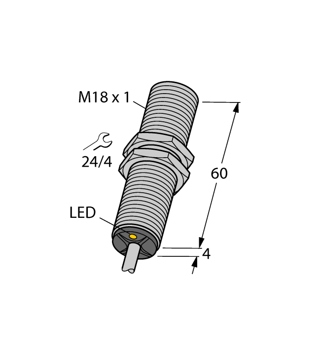 Turck Inductive Proximity Metal Barrel Sensor; 18mm; Embeddable; 20-250VAC / 10-300VDC; NO; 2-Wire